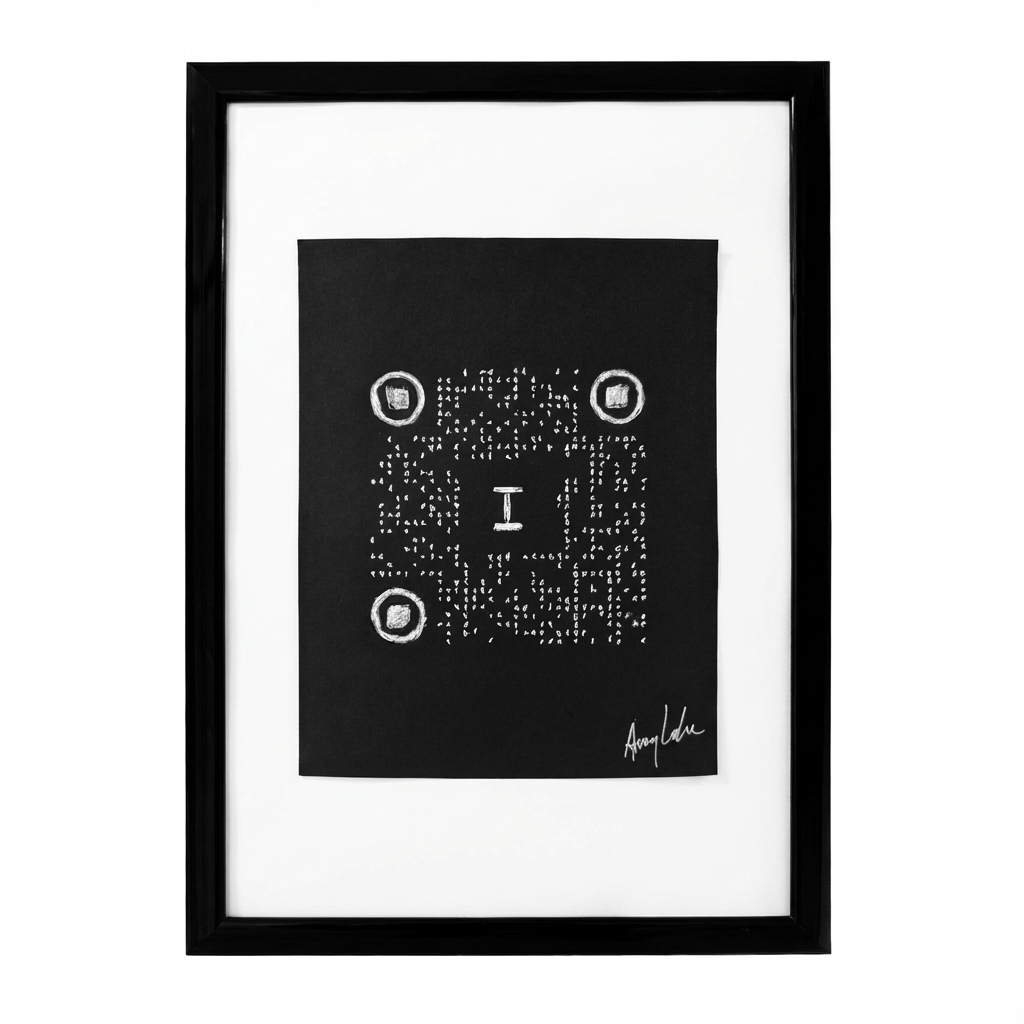 I - Hand-Coded QR Code Artwork (Framed)