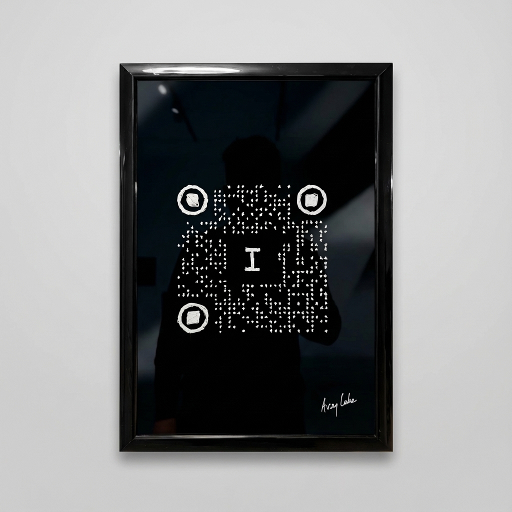 I, Human - QR Code on Glass (Black Mirror Effect)